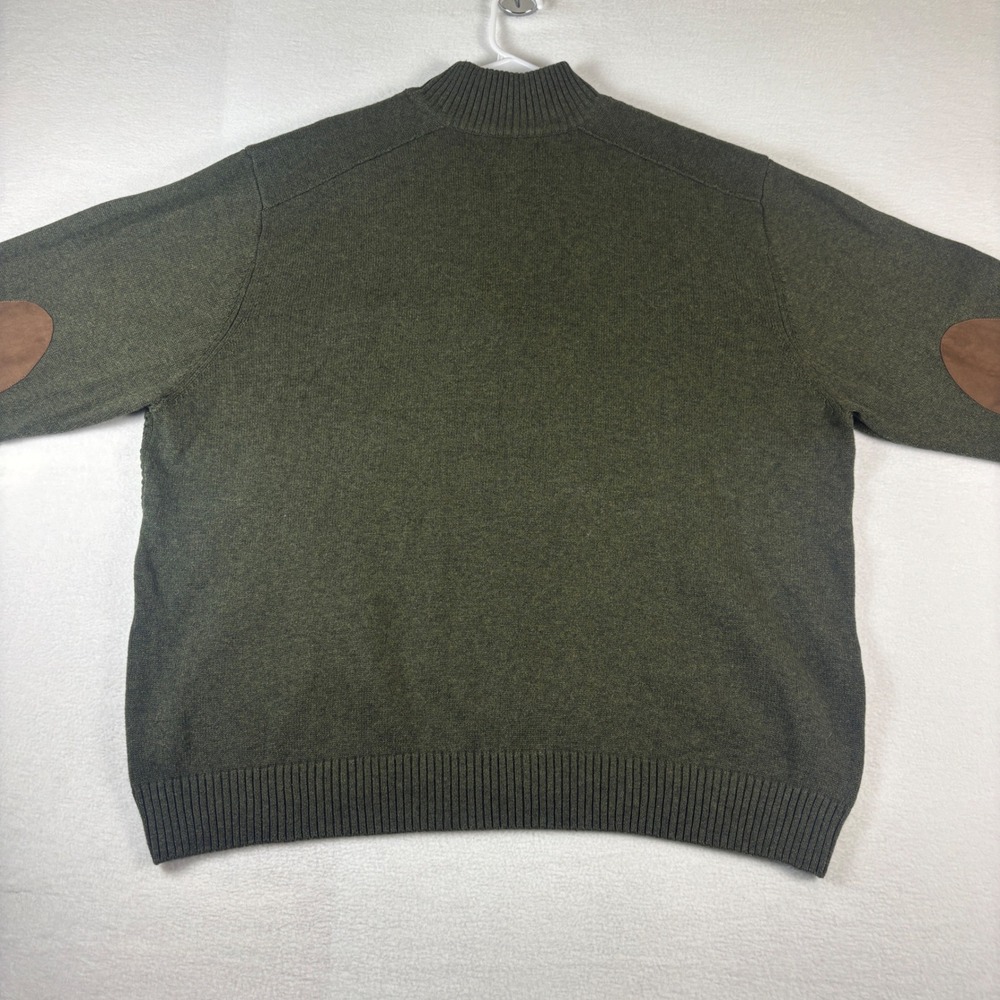 Tricots St Raphael Mens 3X Olive Green Waffle Knit Quarter Zip Elbow Patch 3XL - Picture 10 of 11